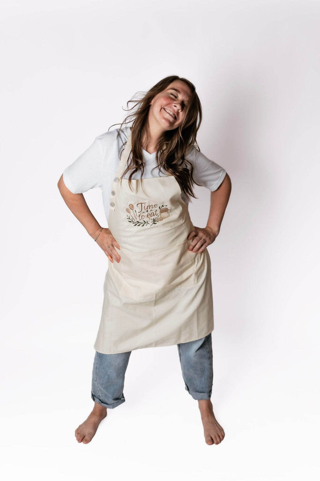 Cream Time to Eat Apron