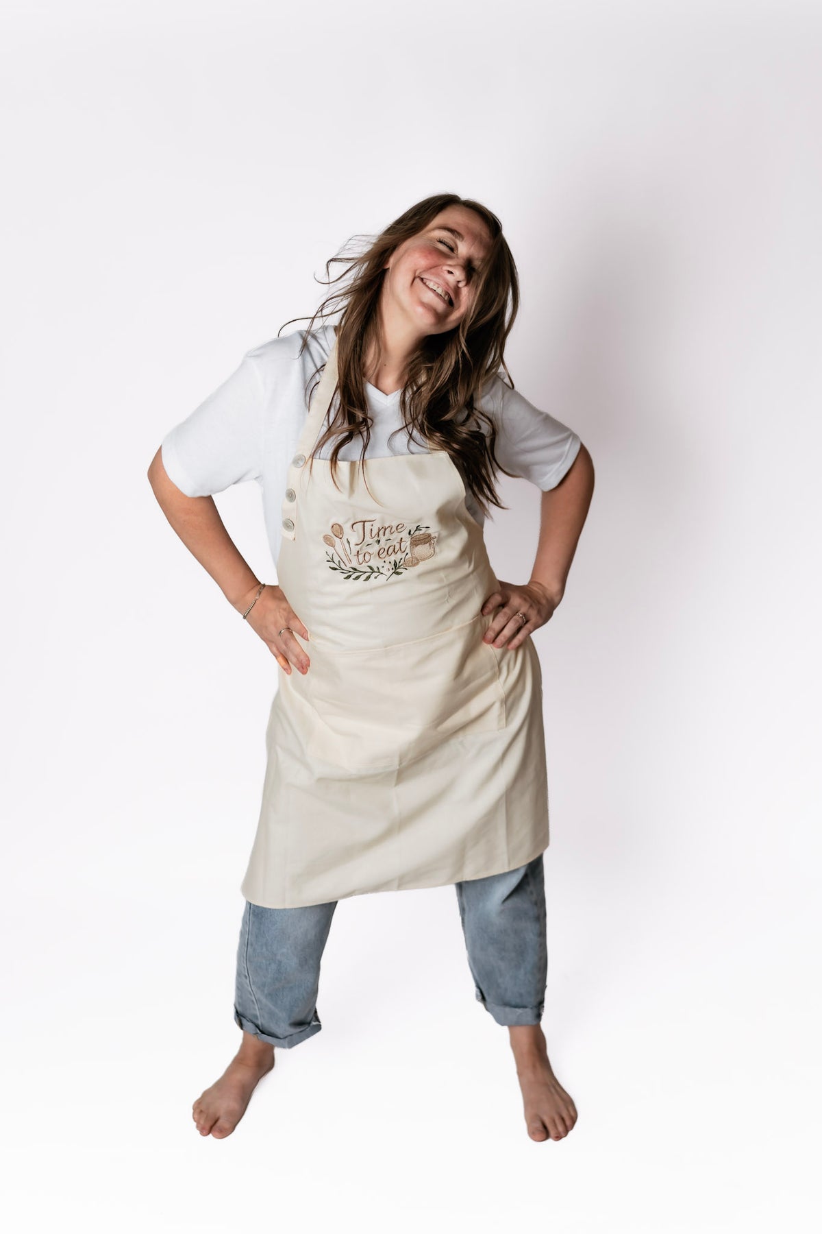 Cream Time to Eat Apron