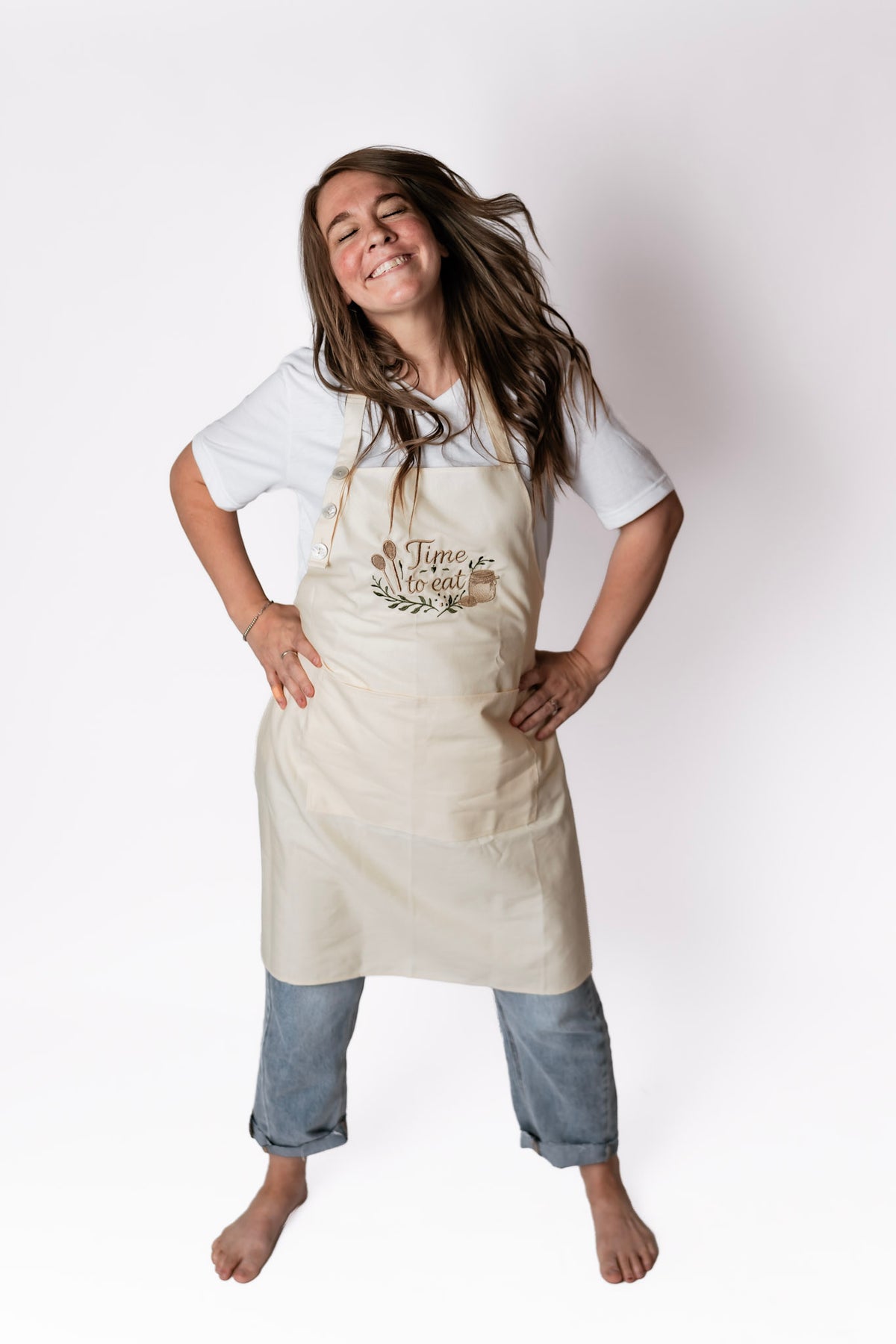 Cream Time to Eat Apron